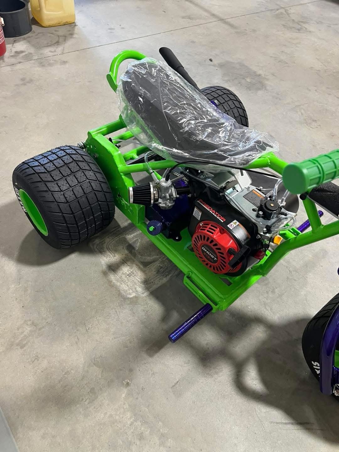 Green & Illusion Purple Mini Trike 212 cc Engine Green & Illusion Purple Mini Trike 212 cc Engine